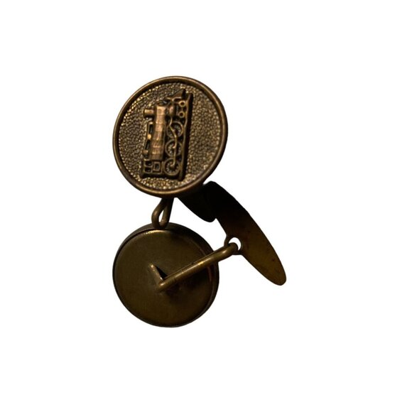 Vintage Men's Round Button Train Cufflinks - Picture 4 of 6